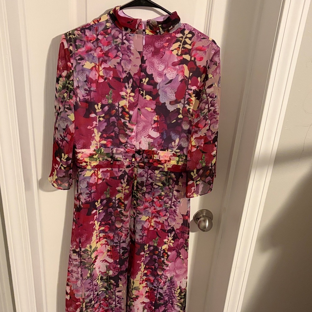 LAUNDRY by Shelli Segal Pink Floral V-Neck Fit-and-Flare Dress - Picture 4 of 4
